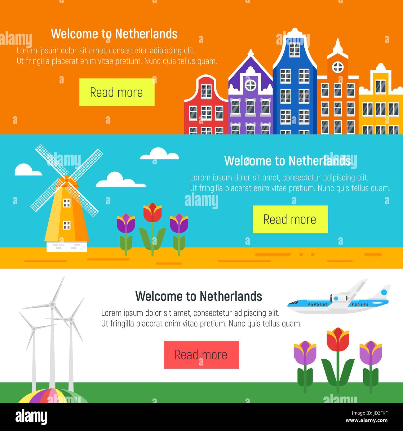 Vector Flat Style Set Of Welcome To Netherlands Template For Web
