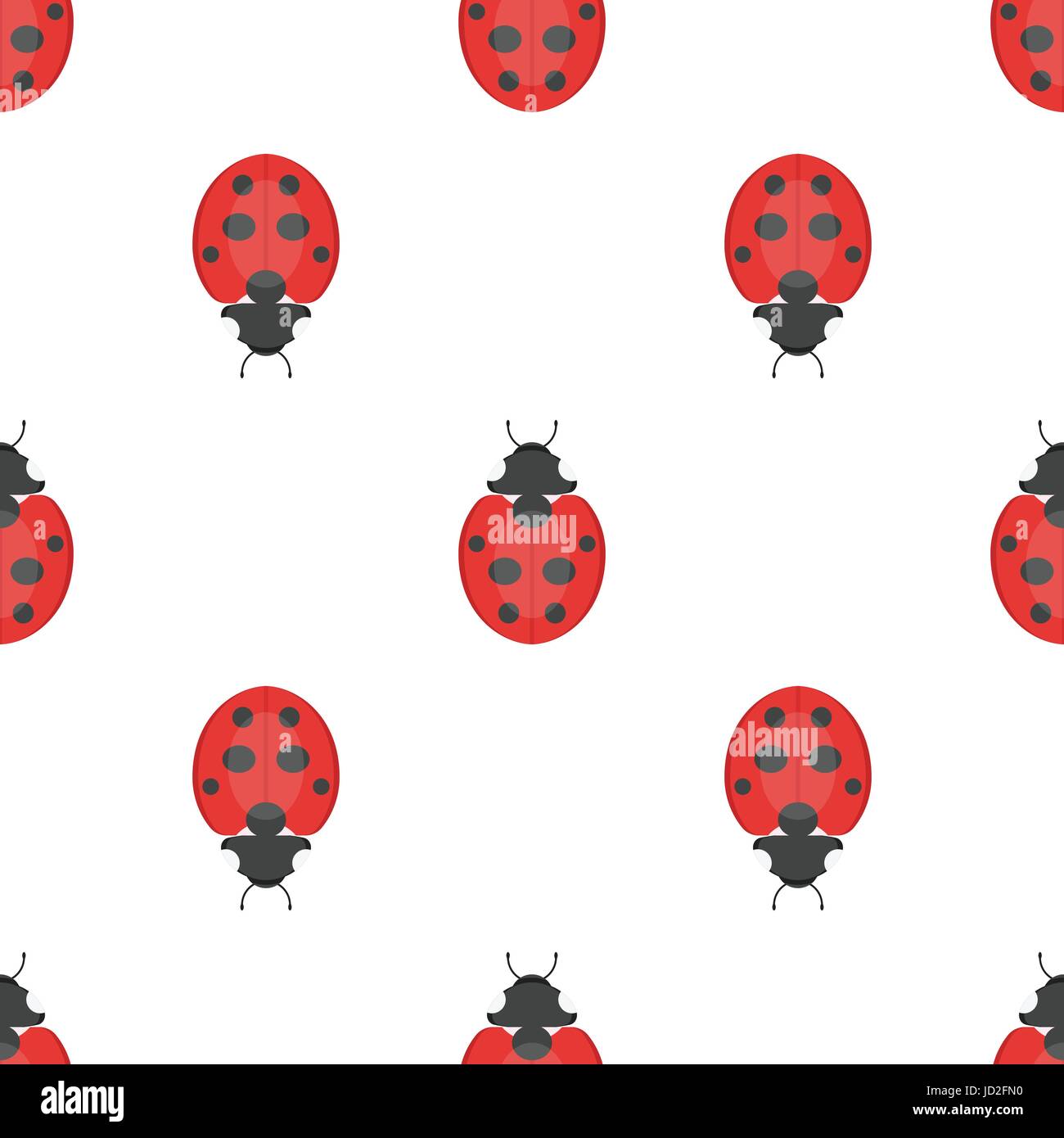 Vector flat style seamless pattern with ladybug on white background ...