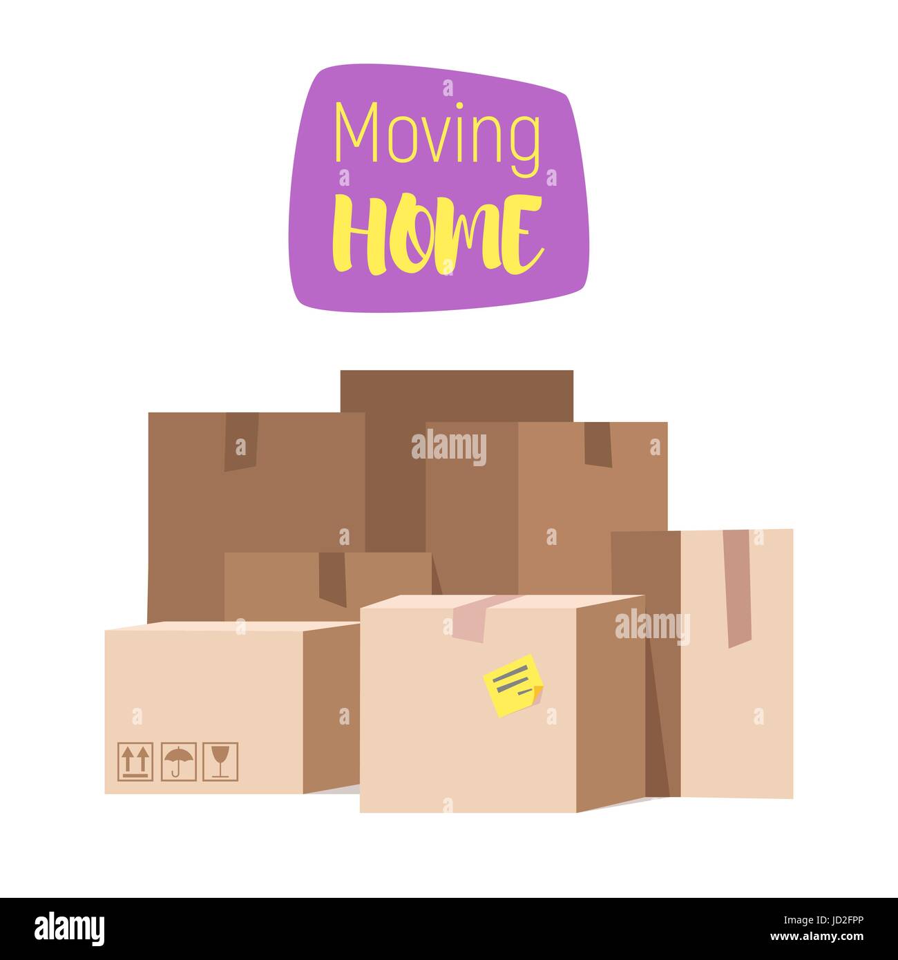 Vector cartoon style illustration of closed paper boxes. Concept for