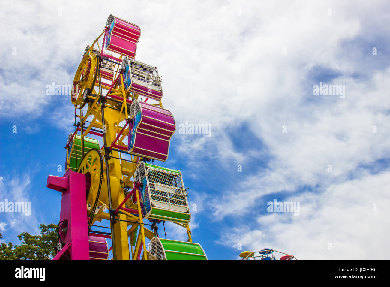 Amusement Ride With Cages At Local County Fair Stock Photo Alamy