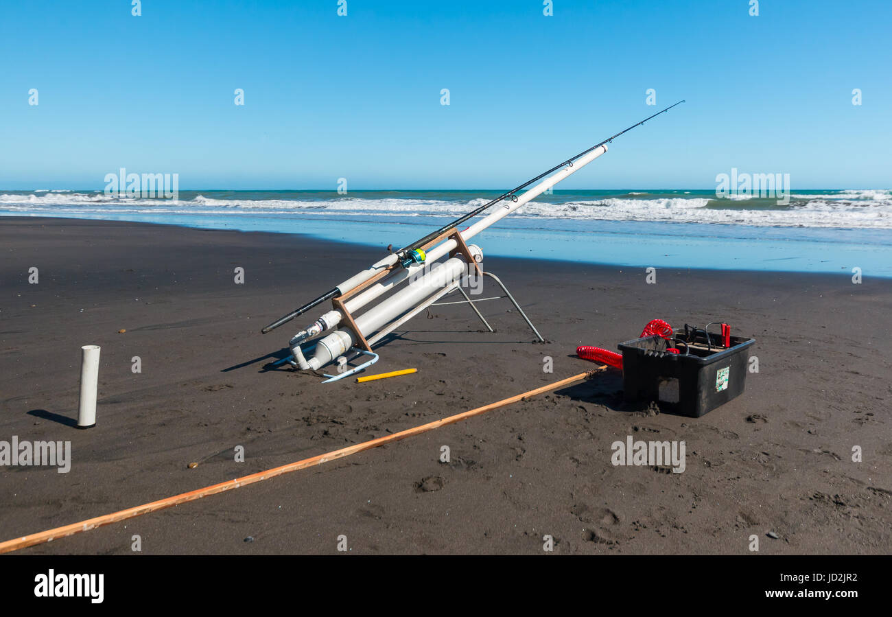 Home made surf casting canon made out of pvc pipes and fire by compress air  Stock Photo - Alamy