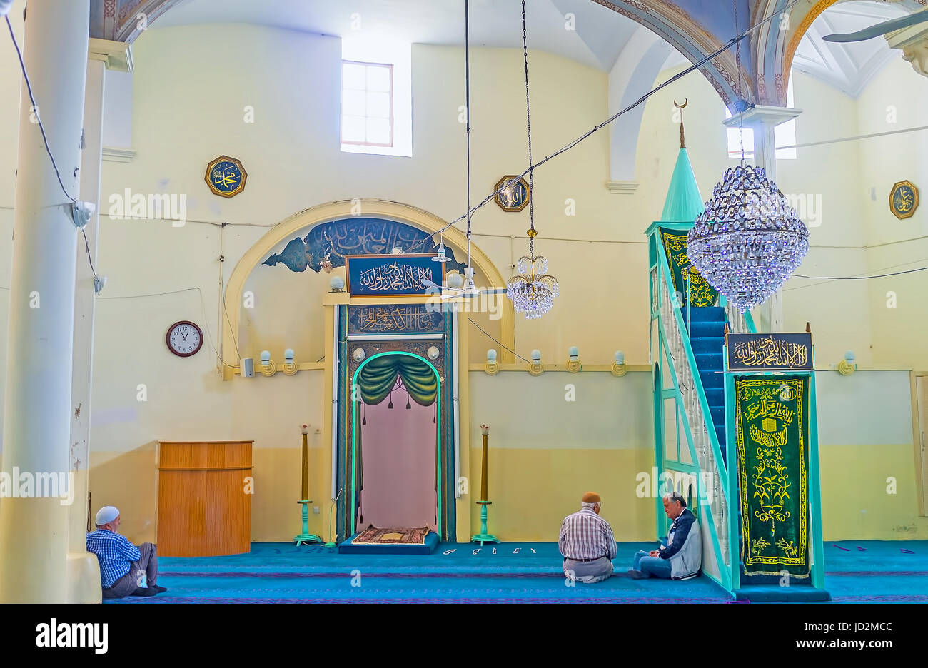 ANTALYA, TURKEY MAY 6, 2017 The prayer hall of Aladdin Mosque in