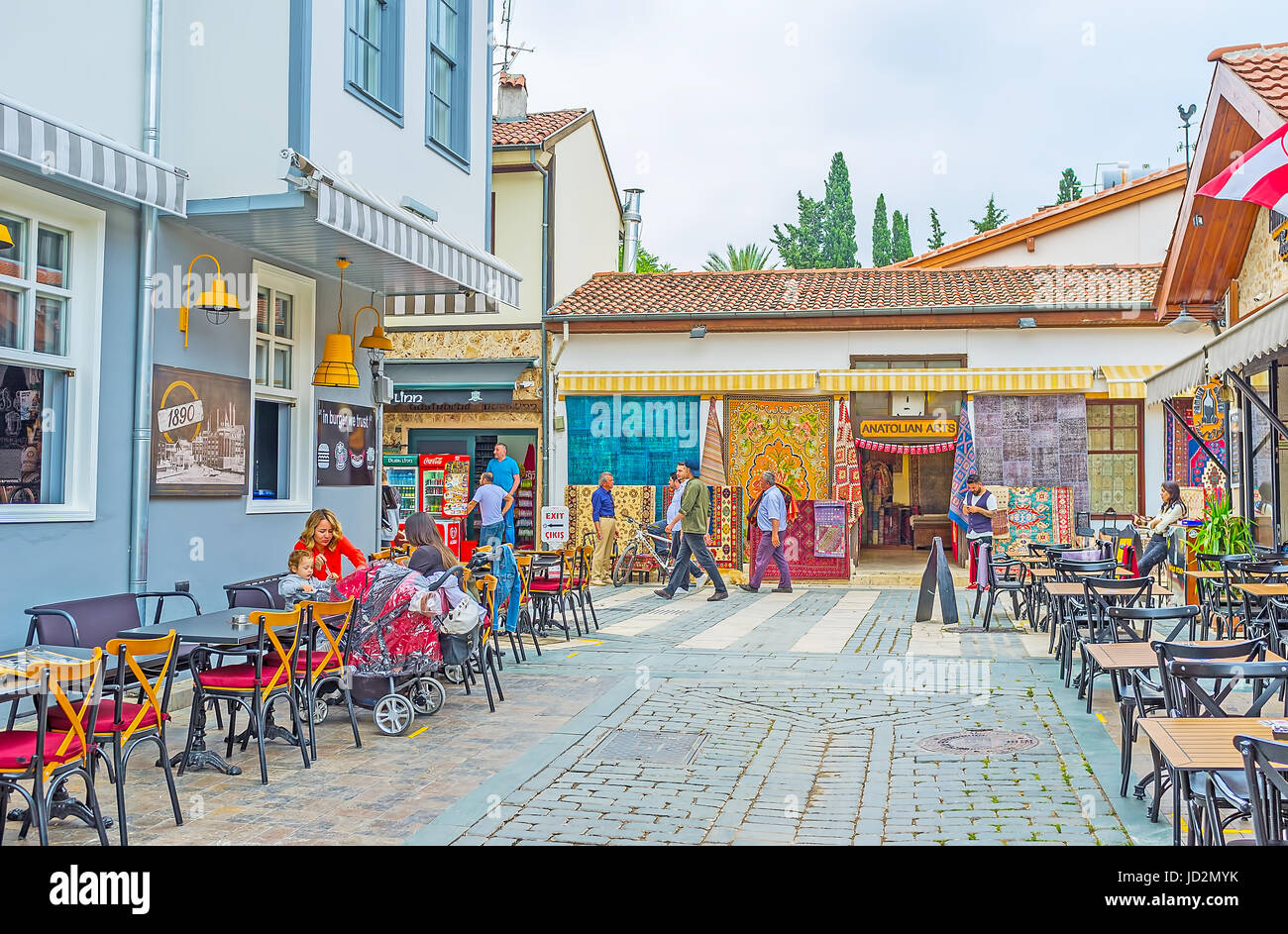 ANTALYA, TURKEY MAY 6, 2017 The old streets of Kaleici are occupied