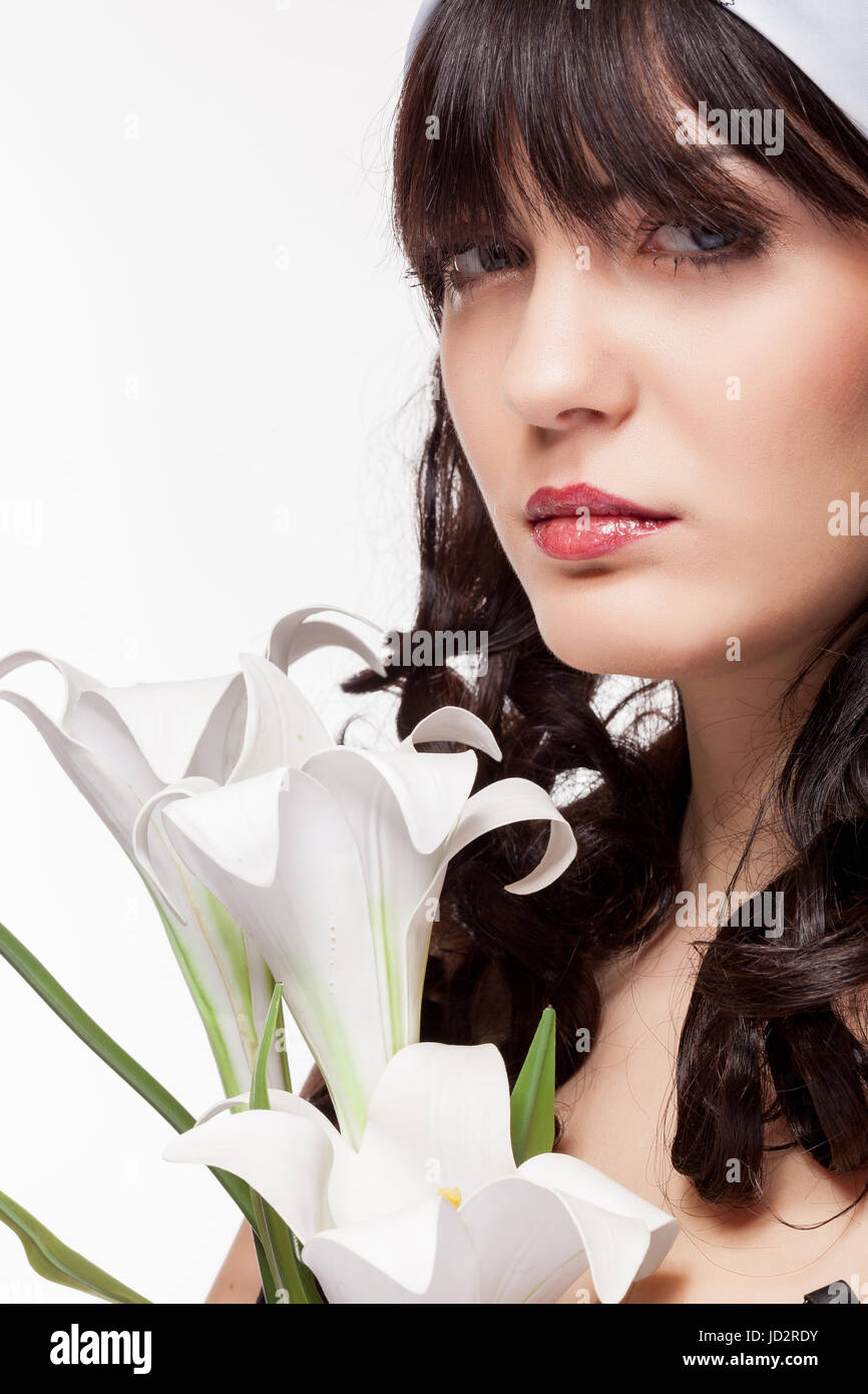 Beauty portrait of woman on white background Stock Photo - Alamy