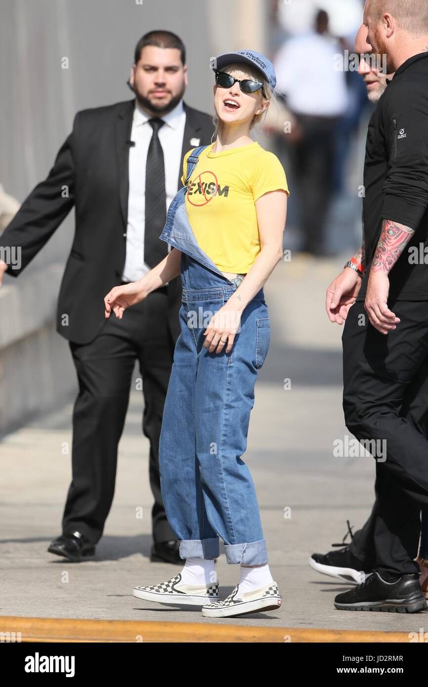 Hayley Williams of the band Paramore seen having a bit of fun at the ABC  studios before her performance on Jimmy Kimmel Live! Featuring: Hayley  Williams Where: Los Angeles, California, United States