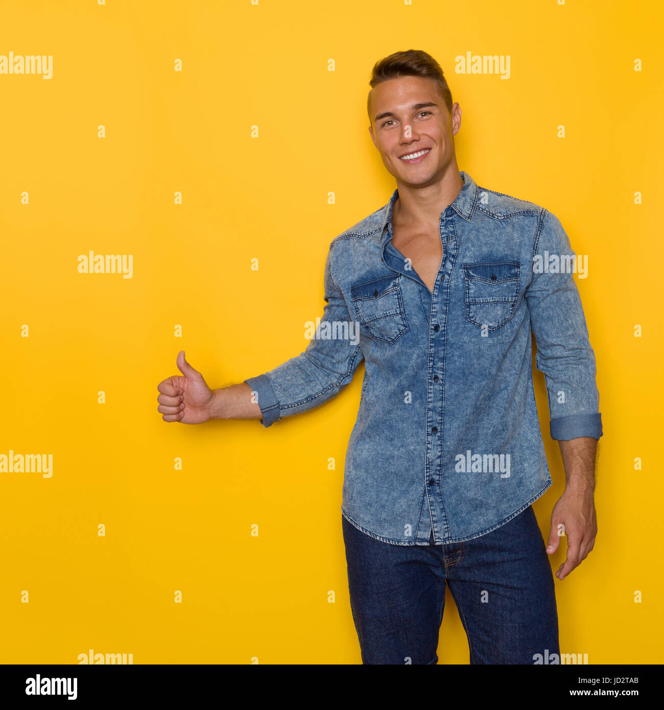 denim shirt unbuttoned