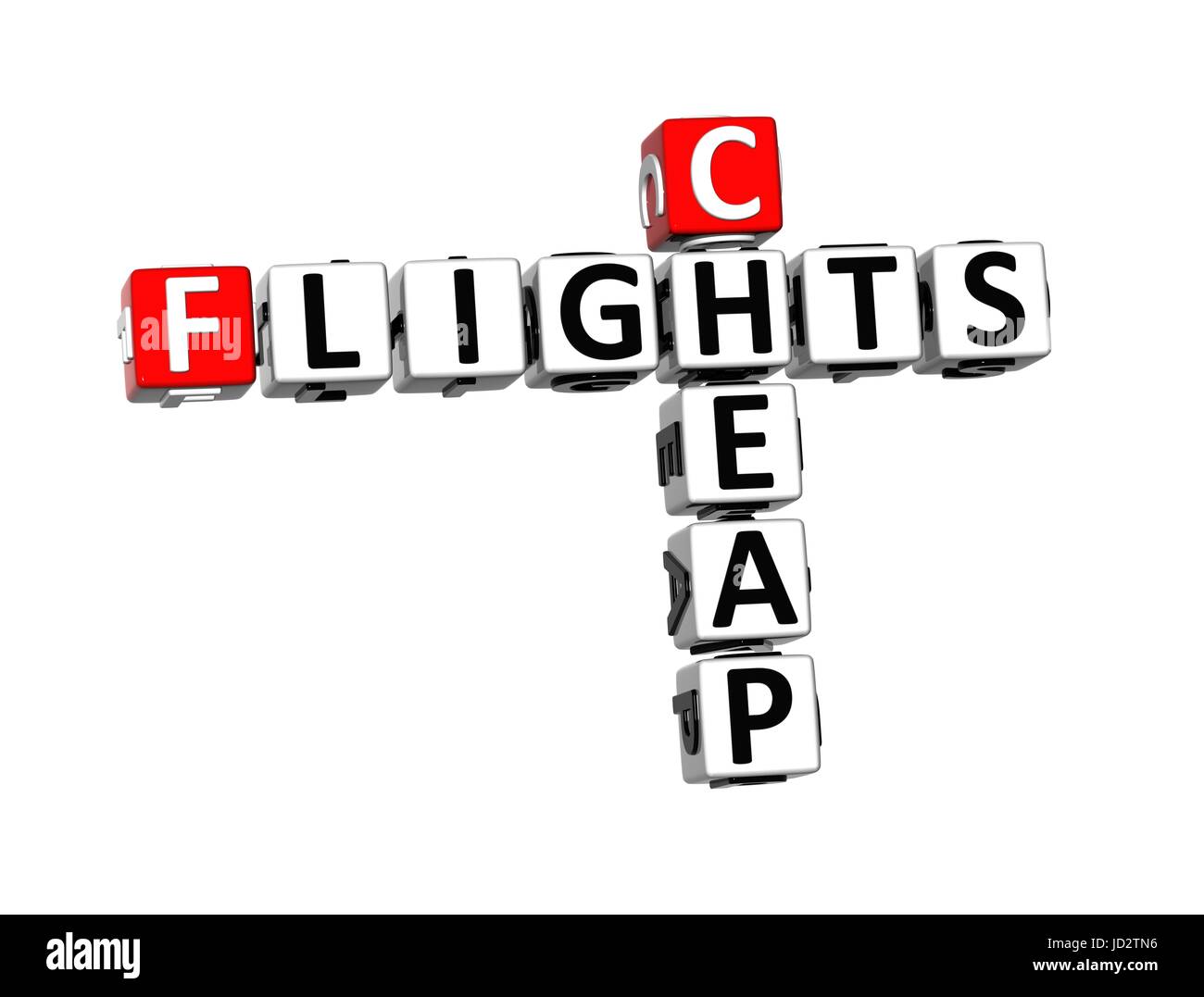 3D Crossword Cheap Flisghts on white background Stock Photo Alamy