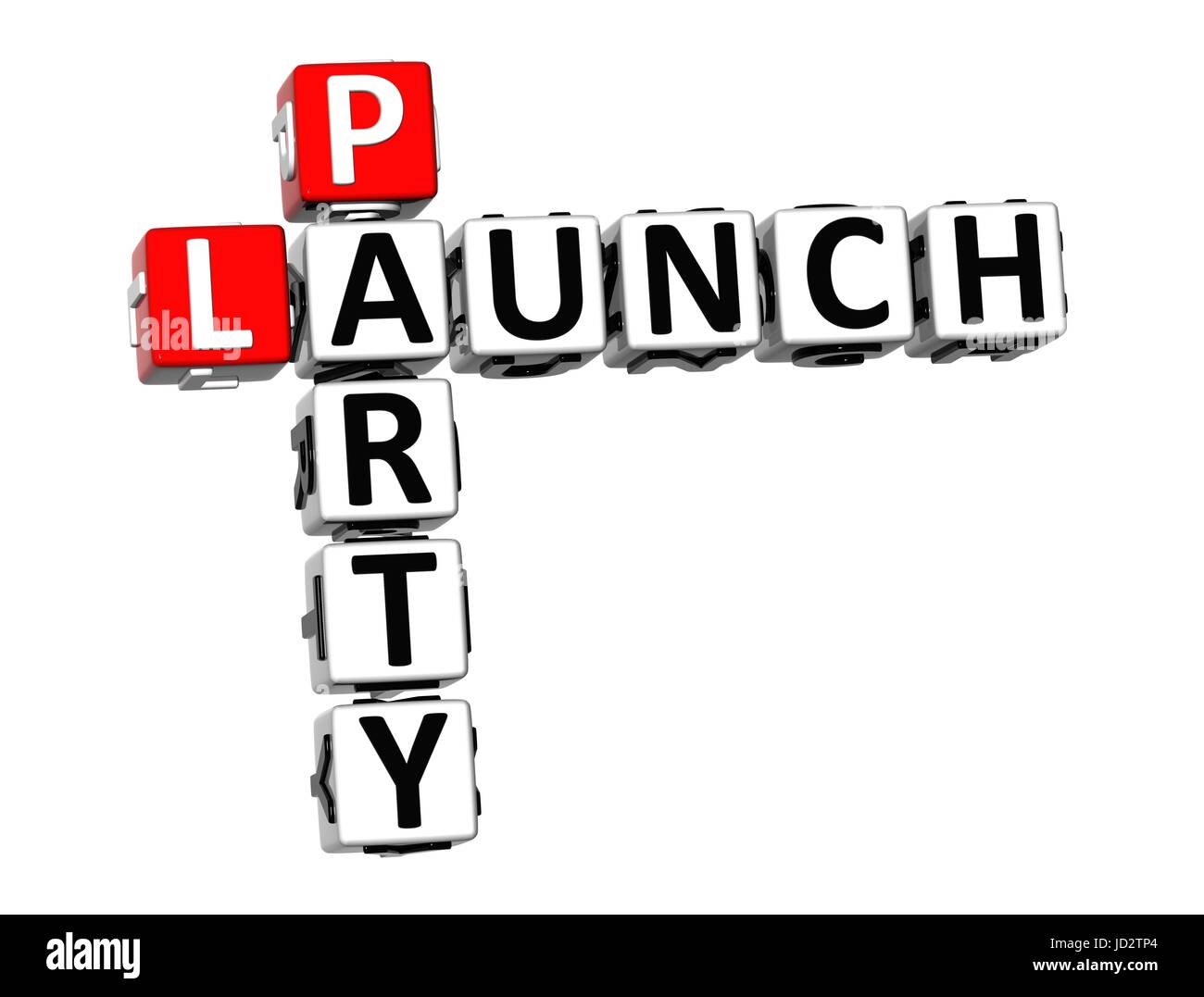 3D Crossword Launch Party on white background Stock Photo Alamy