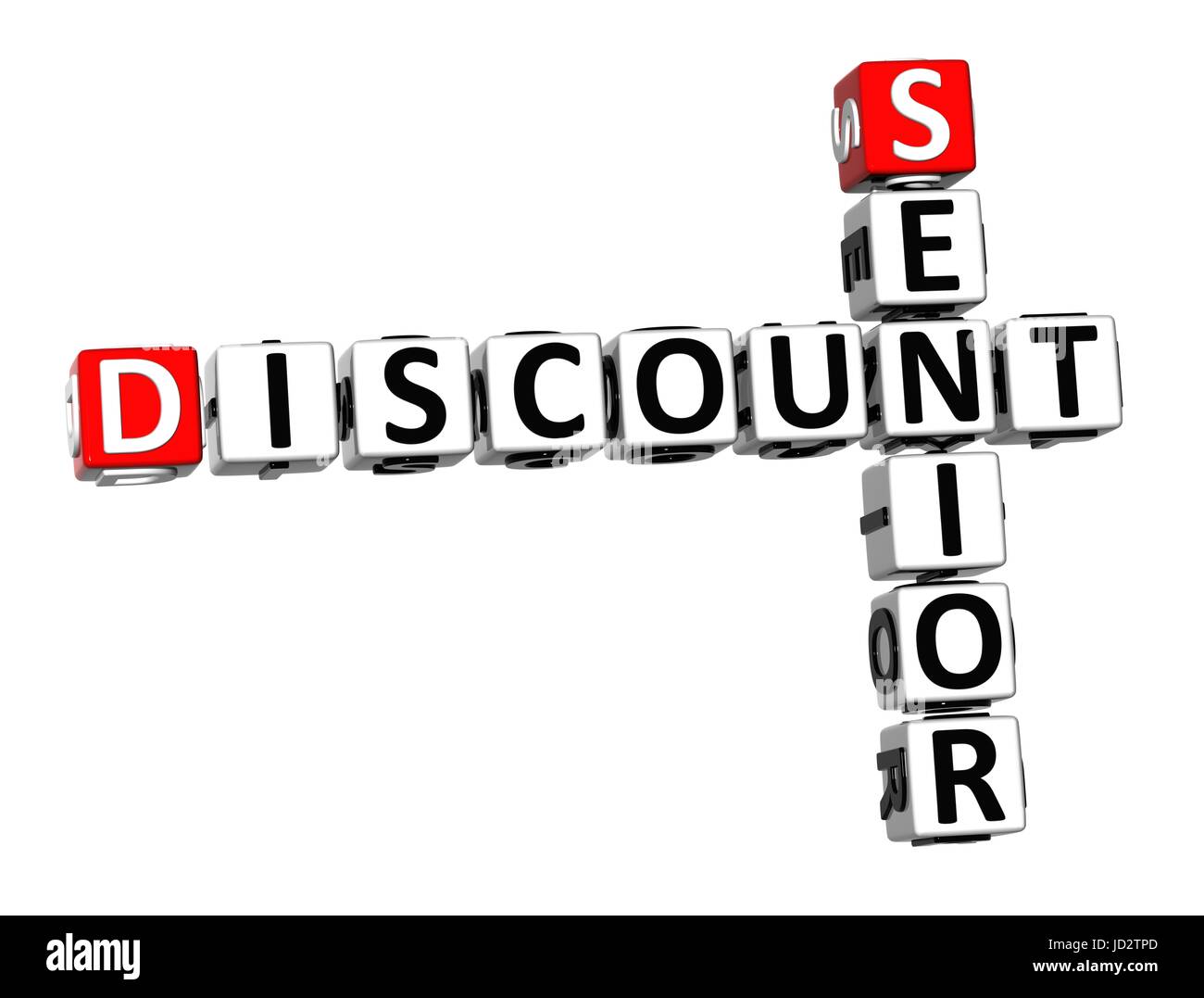 3D Crossword Senior Discount on white background Stock Photo