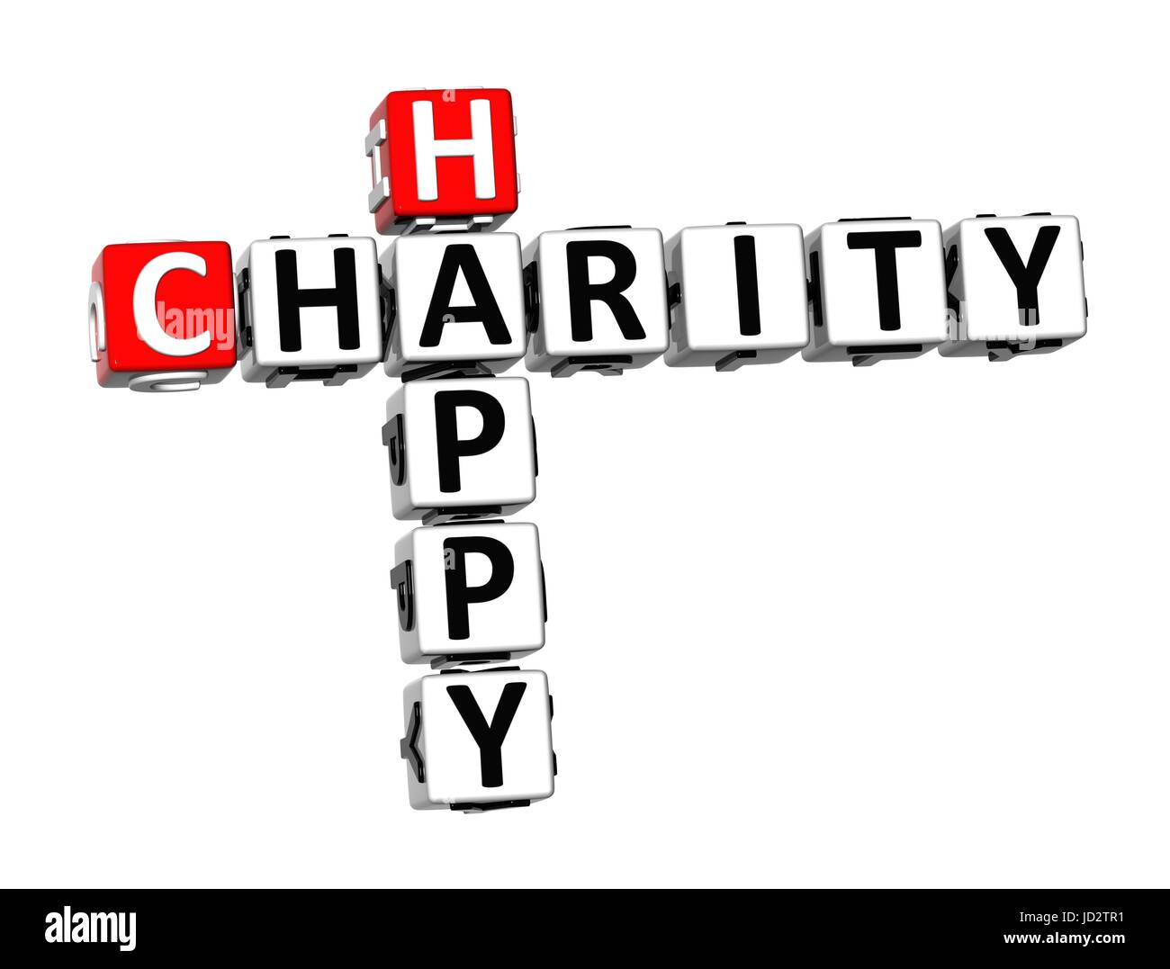 3D Crossword Happy Charity on white background Stock Photo