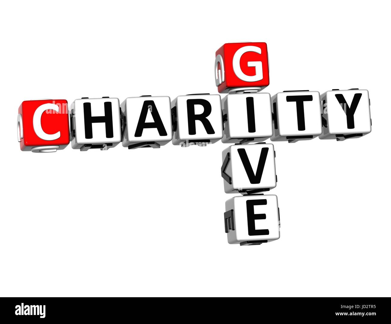 3D Crossword Give Charity on white background Stock Photo