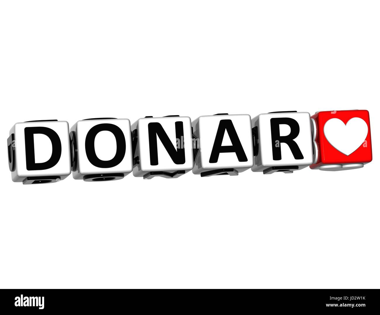 3D Donate In Spanish Language Button Click Here Block Text Over White