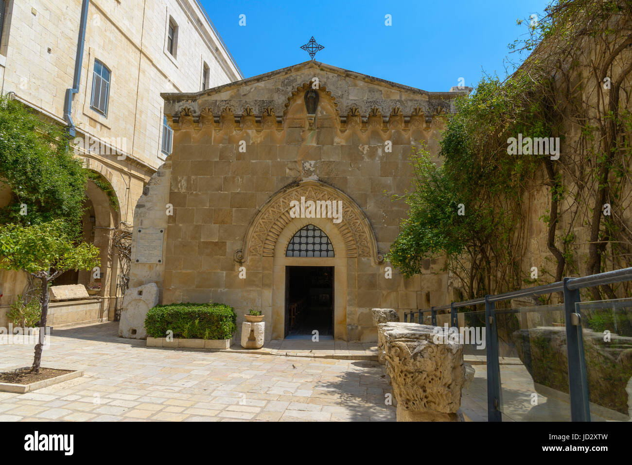 Church of the Flagellation, according to the Gospels on this place the Roman soldiers scourged Jesus Christ and put on him the crown of thorns and a p Stock Photo