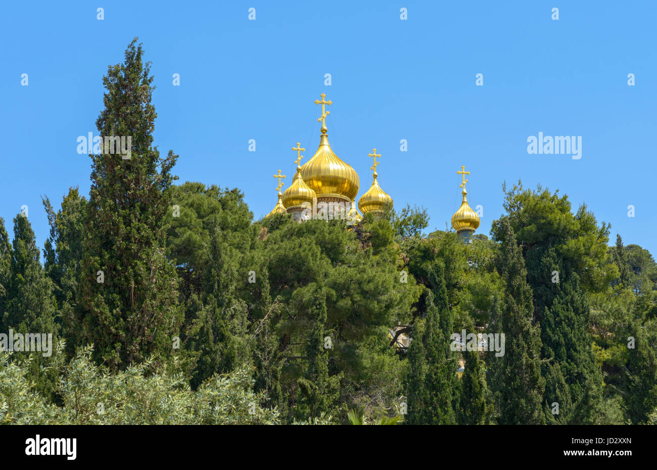 Russian Orthodox Church of Mary Magdalene at the Mount of Olives in Jerusalem, Israel Stock Photo