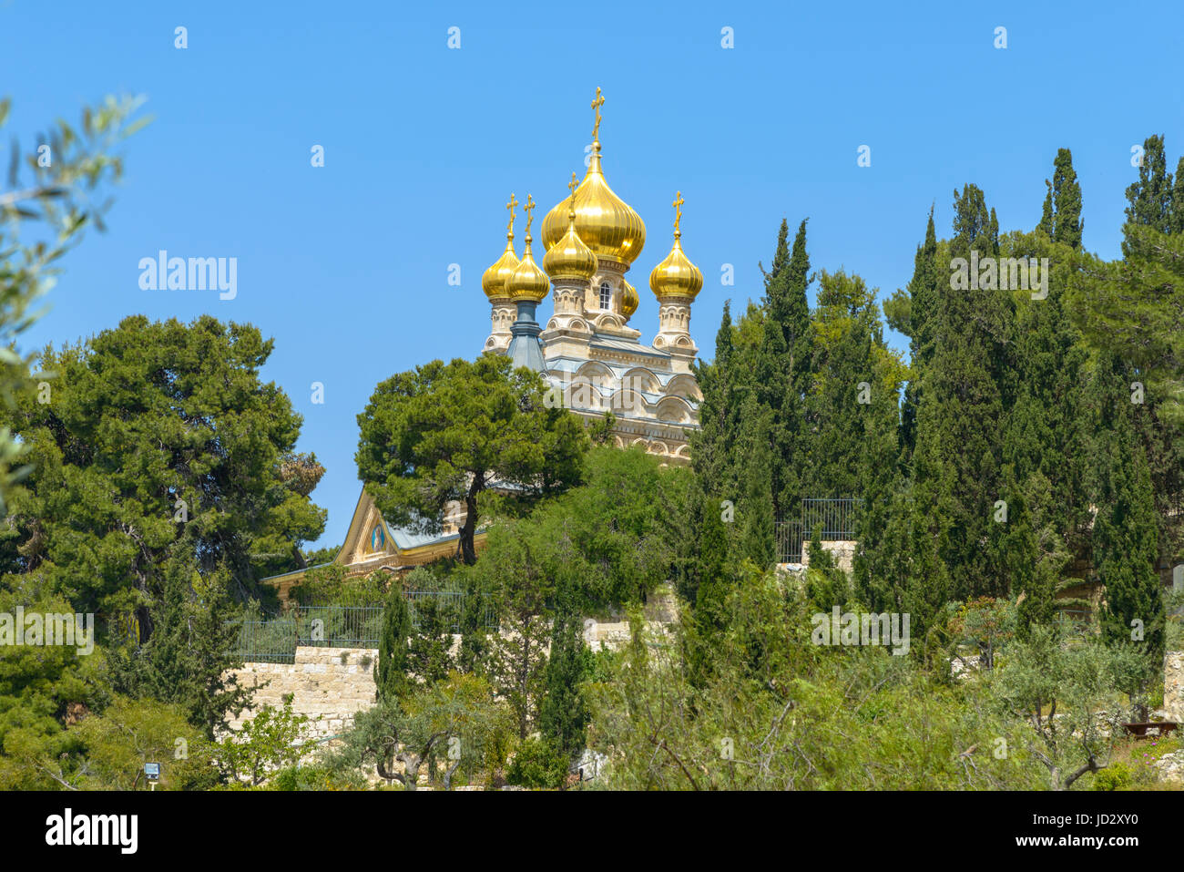 Russian Orthodox Church of Mary Magdalene at the Mount of Olives in Jerusalem, Israel Stock Photo