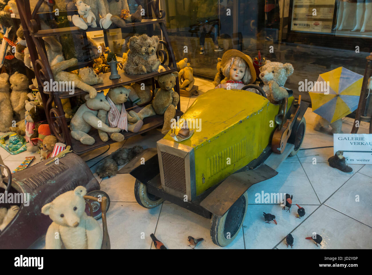 Vienna, Austria, Shopping Shops, vintage toys on display in store