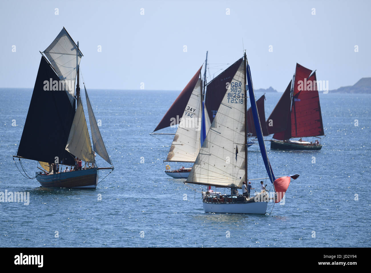 Falmouth Classics yachts sailing in Falmouth Bay Stock Photo Alamy