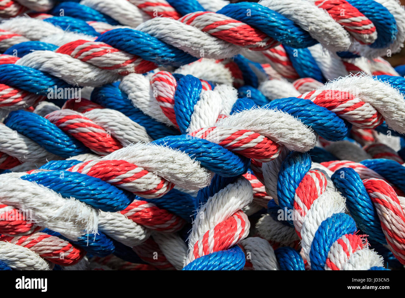 Colorful nautical rope - St. John's, Avalon Peninsula, Newfoundland, Canada Stock Photo