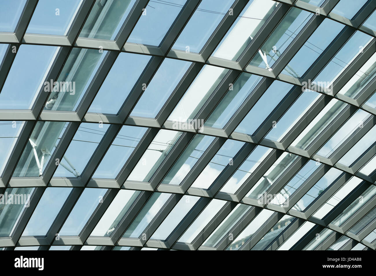 Skylight roof structure of glass and stee interlacedl Stock Photo