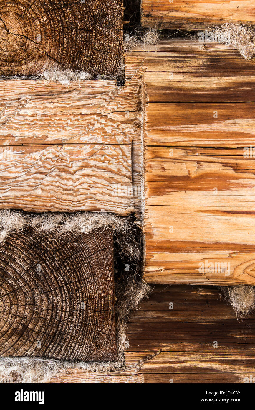 Part of the old log building construction closeup Stock Photo - Alamy