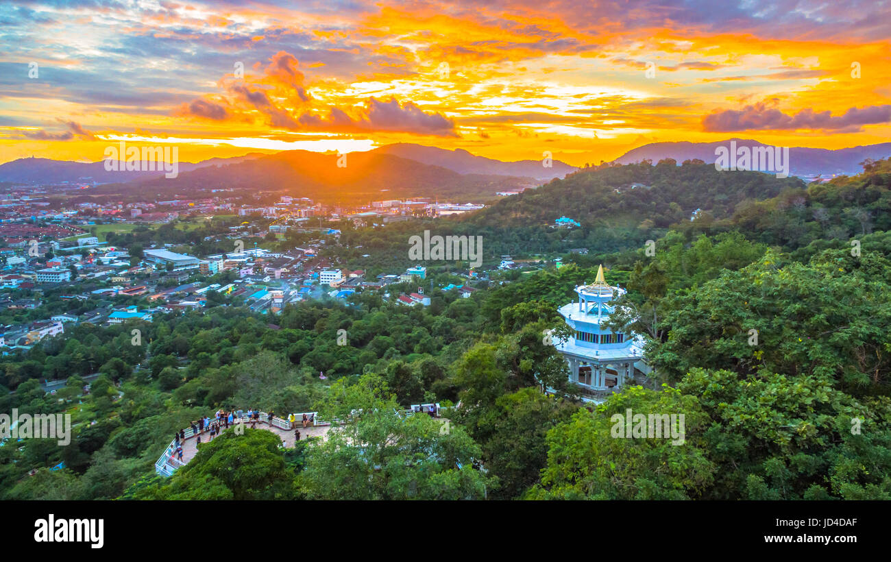 Khao Rang viewpoint on hill top in the middle of Phuket town on hill top can see the great big Buddha too Khao Rang viewpoint on hill top in the middl Stock Photo