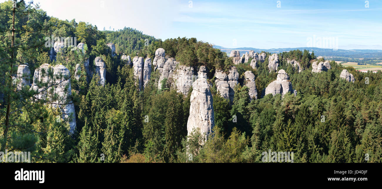 Bohemian Paradice, rock town named Kapela - European geopark UNESCO, the oldest protected area in Czech republic Stock Photo