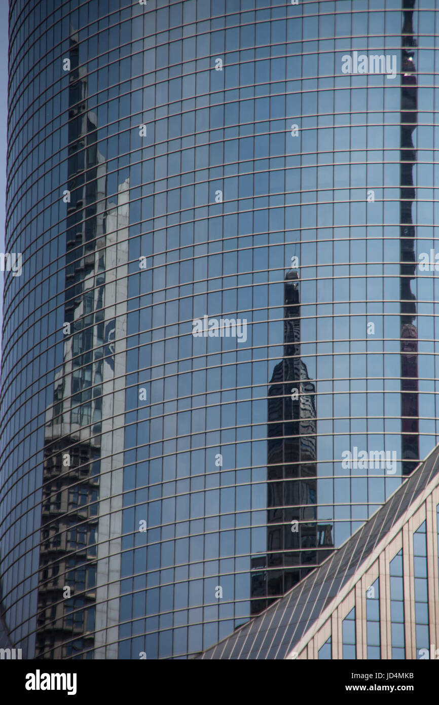 Skyline reflection in window Shanghai Stock Photo