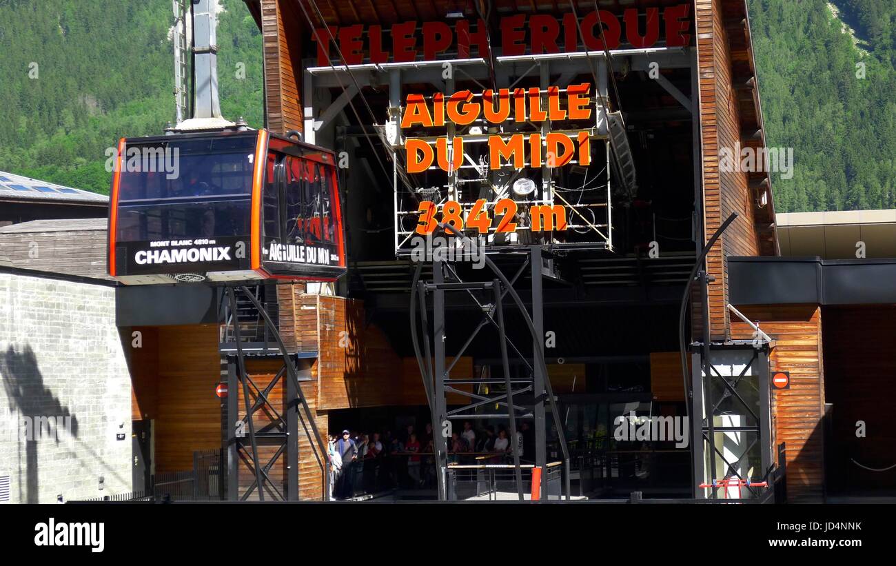 Cable car at Aiguille du Midi cable car station, Chamonix, Mont Blanc