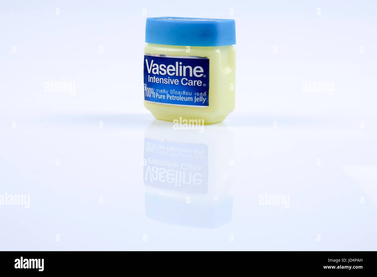 KUALA LUMPUR - 26 DEC 2016: Jar of Vaseline petroleum jelly on white background. Stock Photo