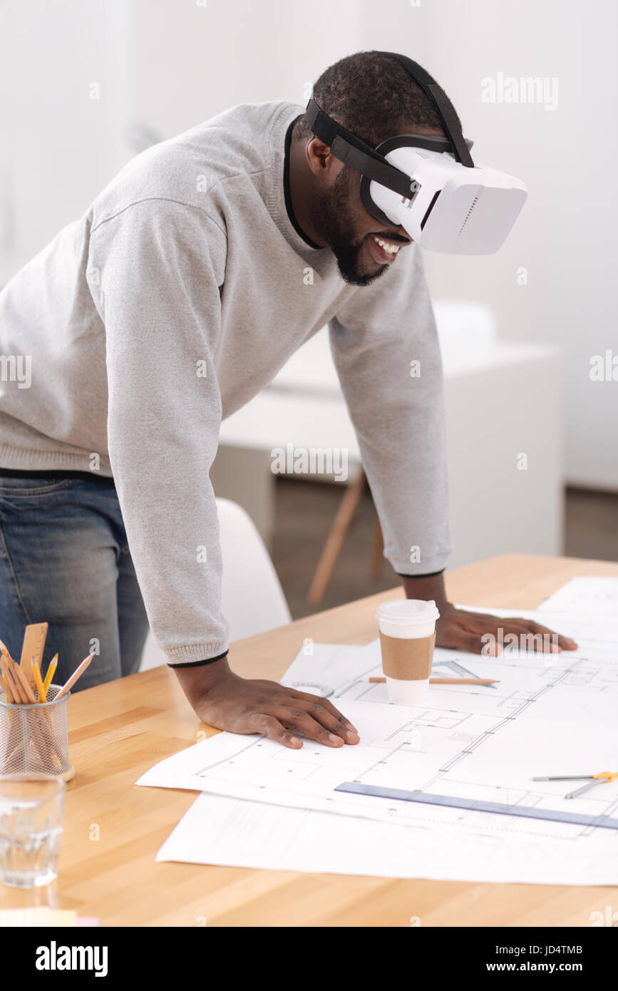 Nice happy architect wearing 3d glasses Stock Photo Alamy