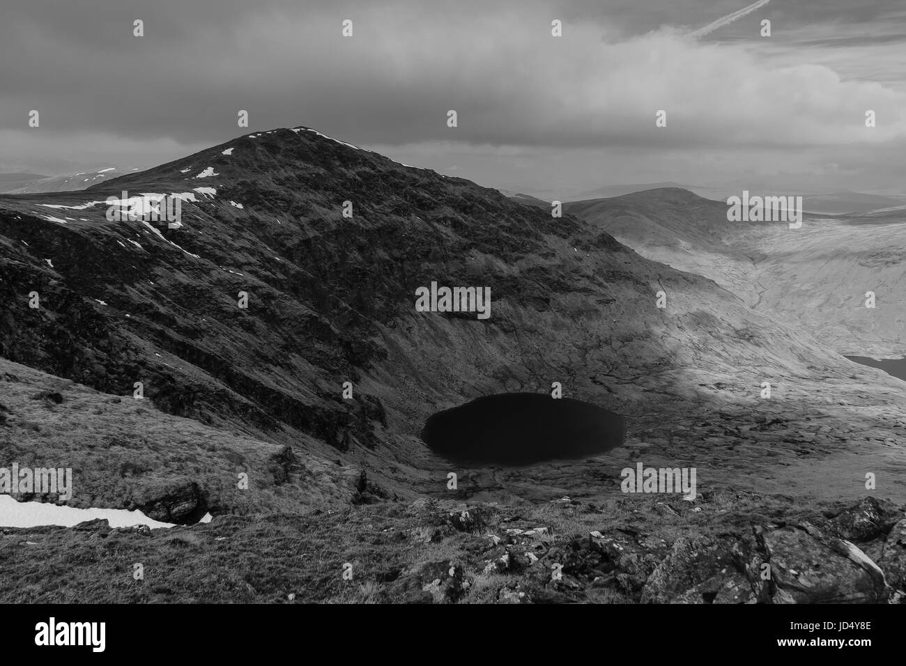 Loch an Daimh and its munros, Stuchd an Lochain and Meall Buidhe Stock Photo