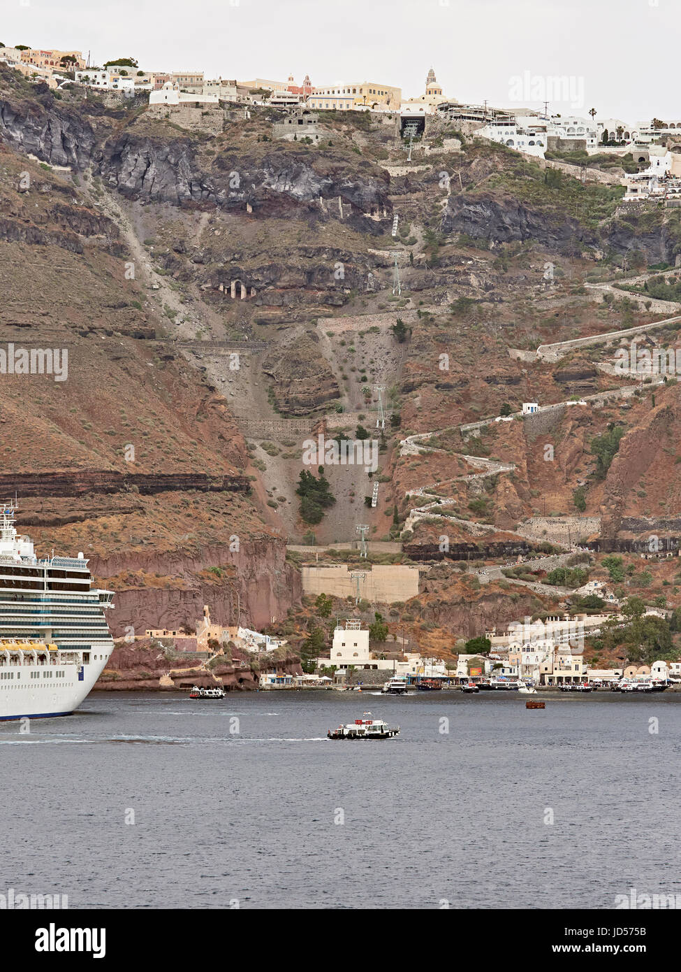 Santorini Fira old port and cable car Greece Stock Photo Alamy