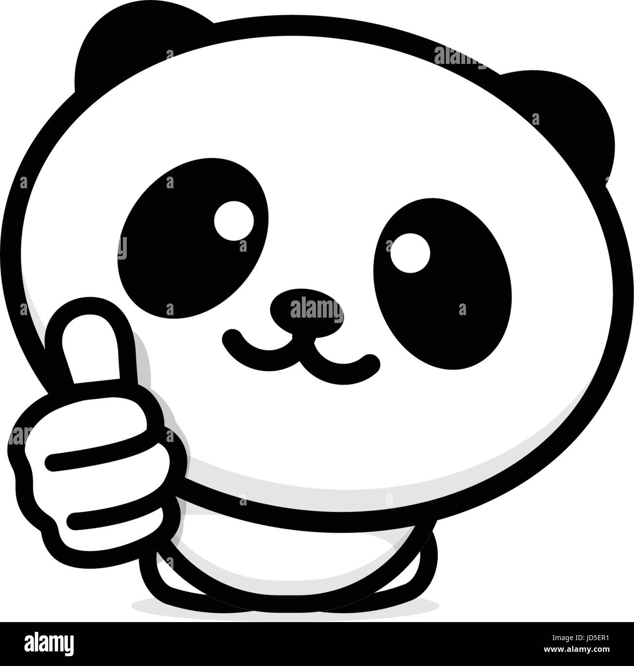 Cute Panda Asian Bear showing like, thumb of hand up, high esteem and approval vector logo. Well done illustration, good job post, excellent symbol. Stock Vector