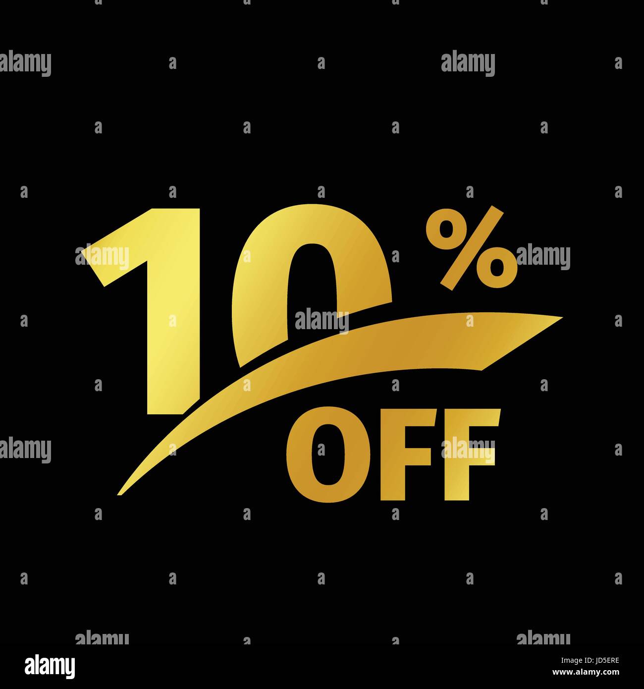 Black banner discount purchase 10 percent sale vector gold logo on a black background. Promotional business offer for buyers logotype. Ten percentage  Stock Vector