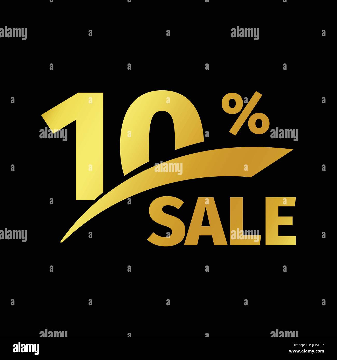 Black banner discount purchase 10 percent sale vector gold logo on a black background. Promotional business offer for buyers logotype. Ten percentage  Stock Vector