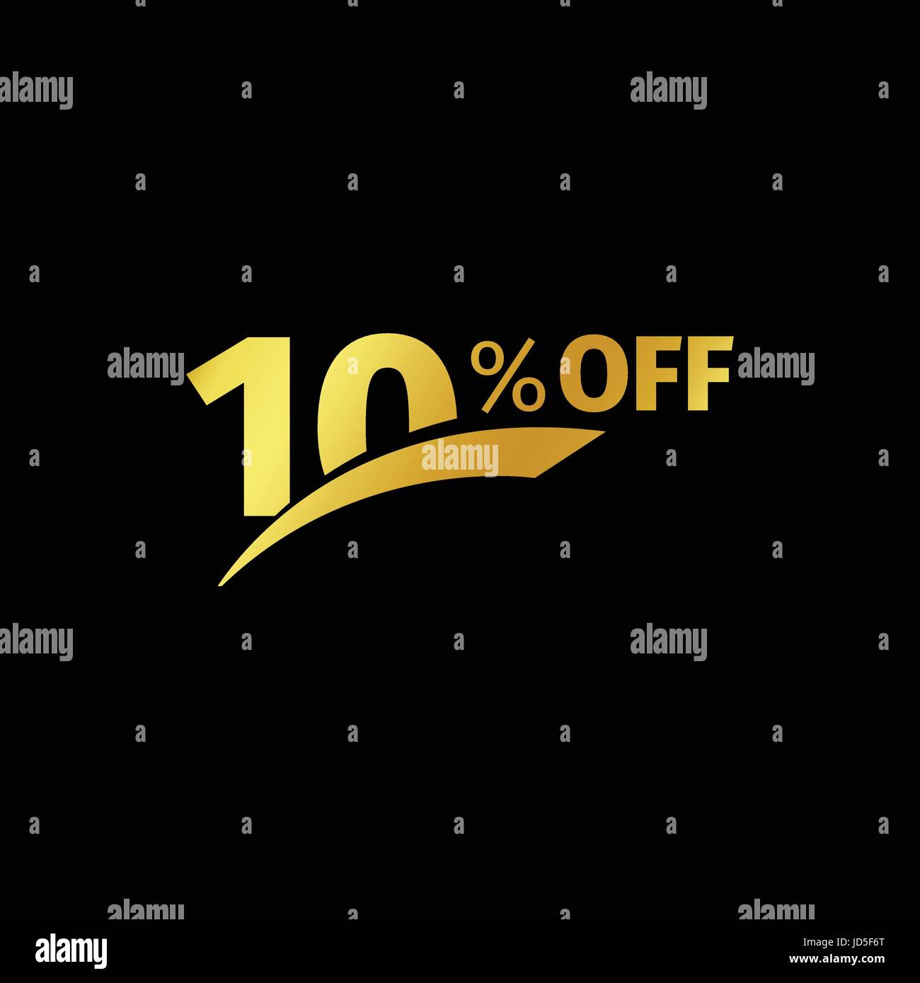 Black banner discount purchase 10 percent sale vector gold logo on a black background. Promotional business offer for buyers logotype. Ten percentage  Stock Vector