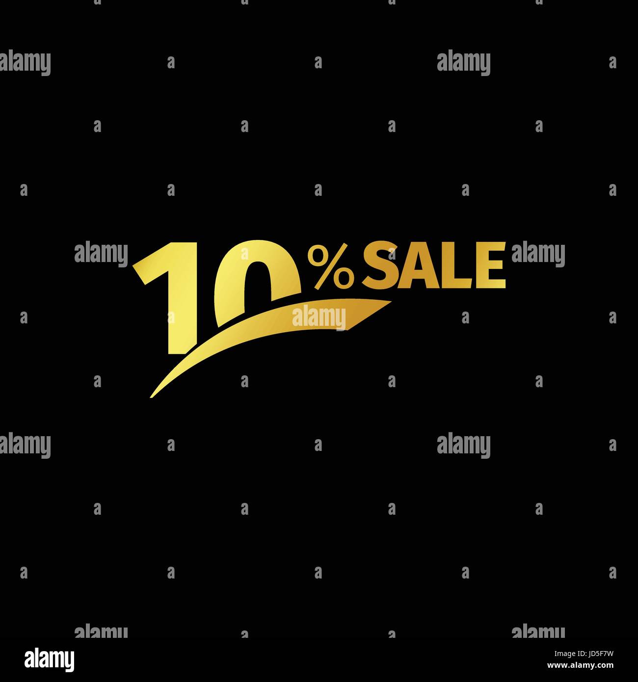 Black banner discount purchase 10 percent sale vector gold logo on a black background. Promotional business offer for buyers logotype. Ten percentage  Stock Vector