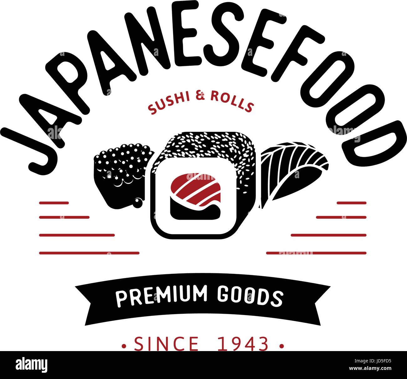 Vector logo and emblem for restaurants of Japanese food in a retro