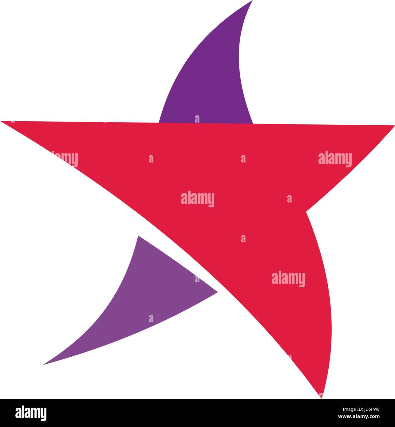 Fantastic isolated simple flat red and violet color star logo of unusual shape. Vector logotype and icon of the abstract form Stock Vector