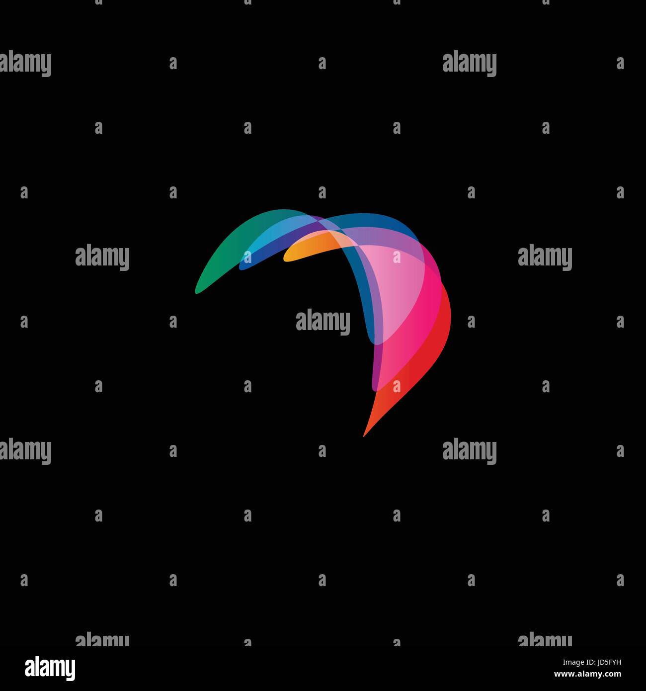 Wavy abstract vector logo. Smooth gradients and colorful cosmic and high technology oval shapes Stock Vector