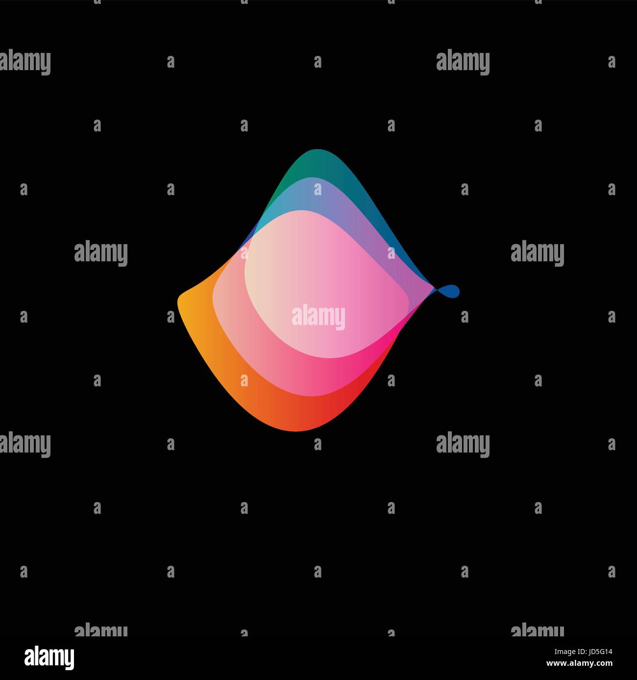 Wavy abstract vector logo. Smooth gradients and colorful cosmic and high technology oval shapes Stock Vector