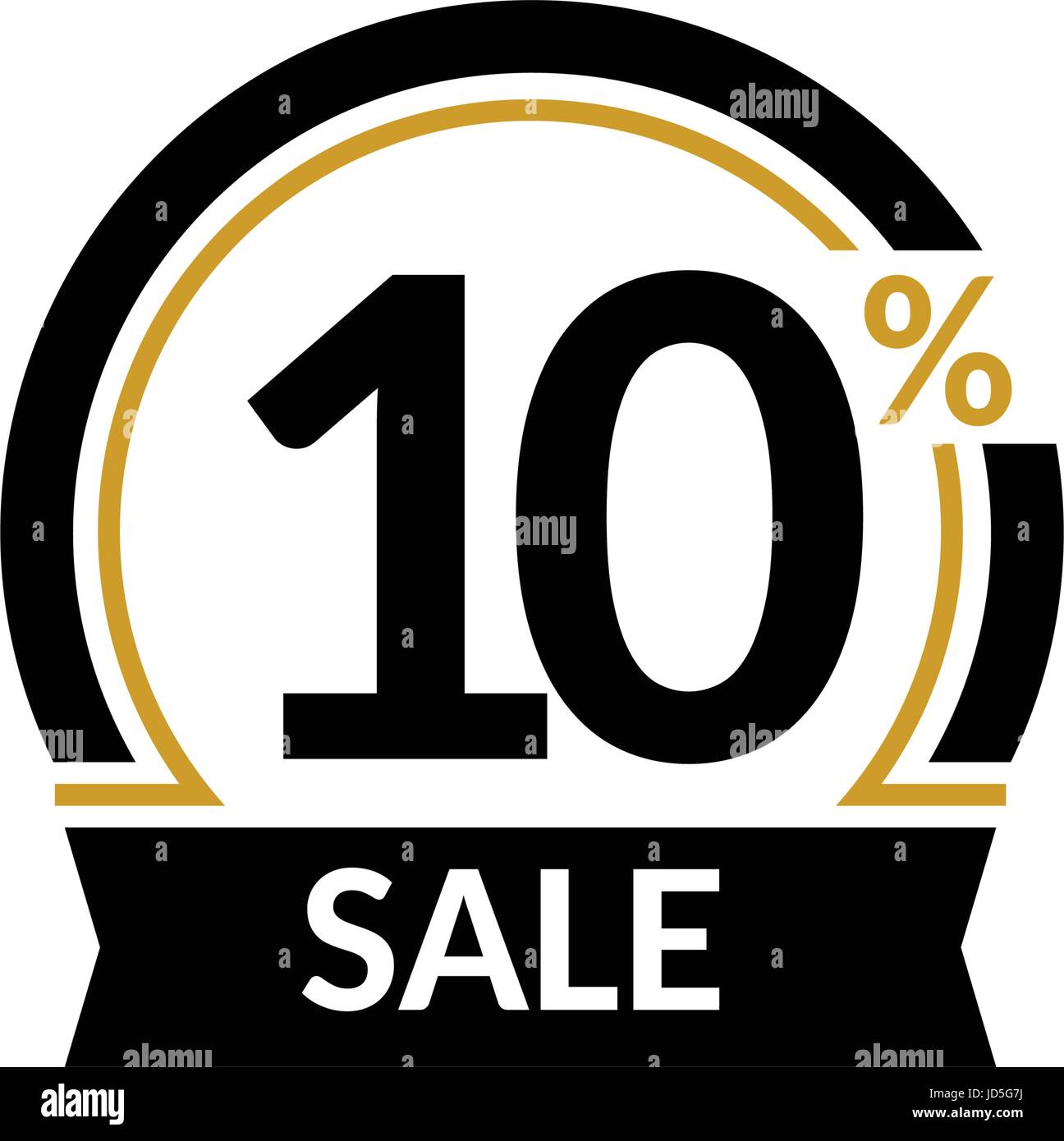 Discount card with 10 percent sale. Advertising Sale vector isolated sign. Promotion Stylish logo design under the black and gold arch Stock Vector