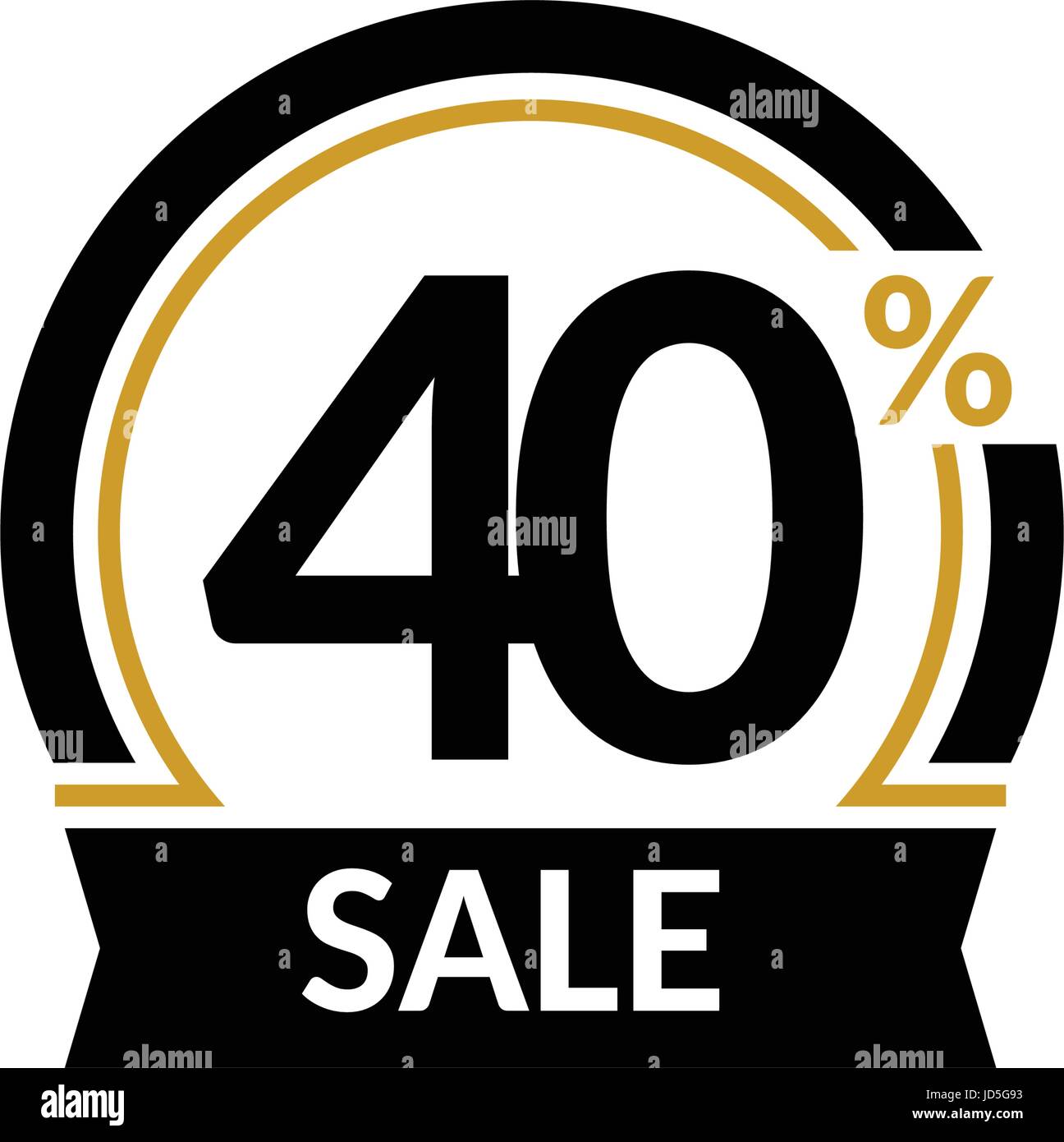 Discount card with 40 percent sale. Advertising Sale vector isolated sign. Promotion Stylish logo design under the black and gold arch Stock Vector