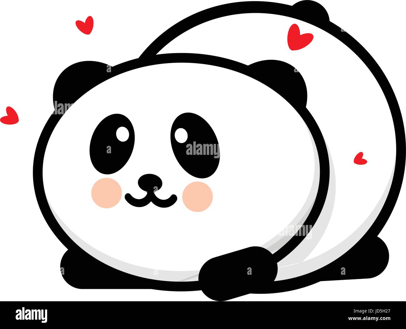 Cute Panda in love and played vector illustration, Baby Bear logo, new design line art, Chinese Teddy-bear Black color sign, simple image, picture wit Stock Vector