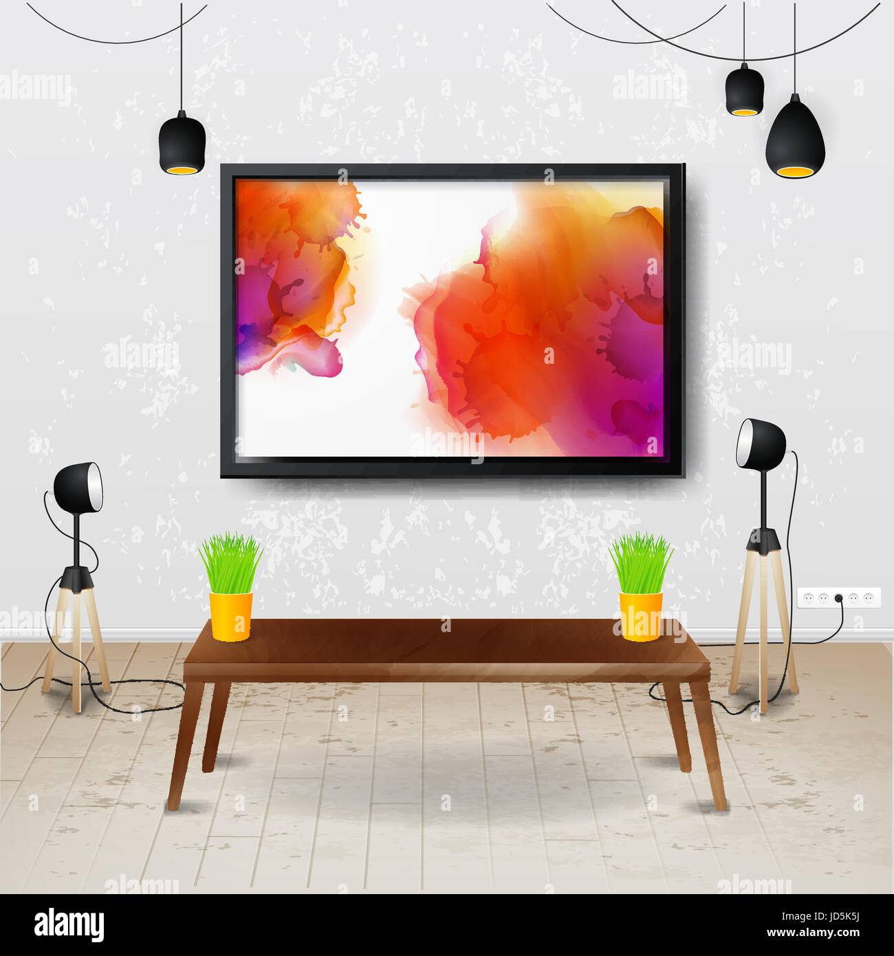 Workplace room. Vector illustration of modern office Stock Vector Image ...