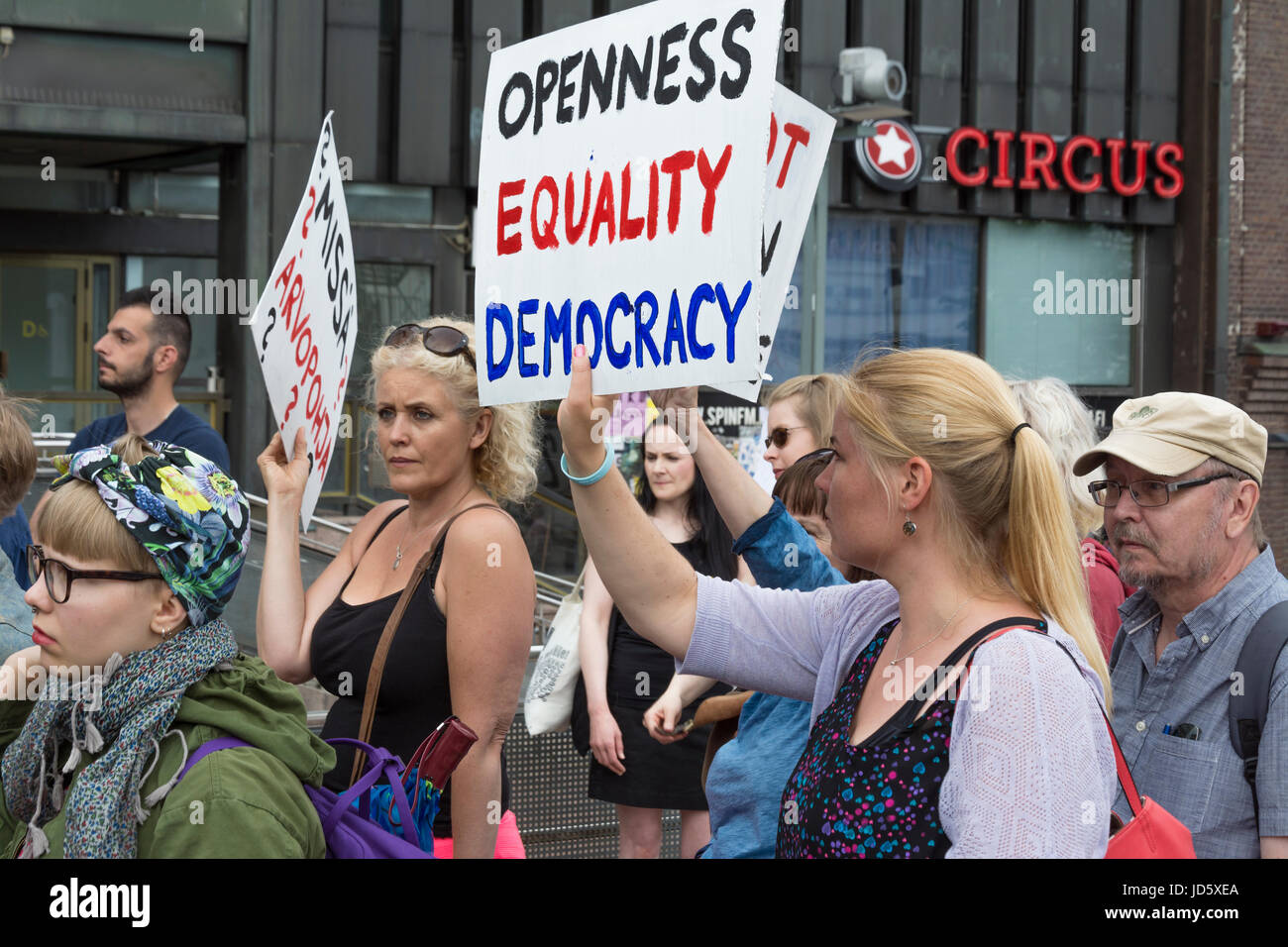 Demonstration against the Government 2017 in Helsinki Finland Stock Photo