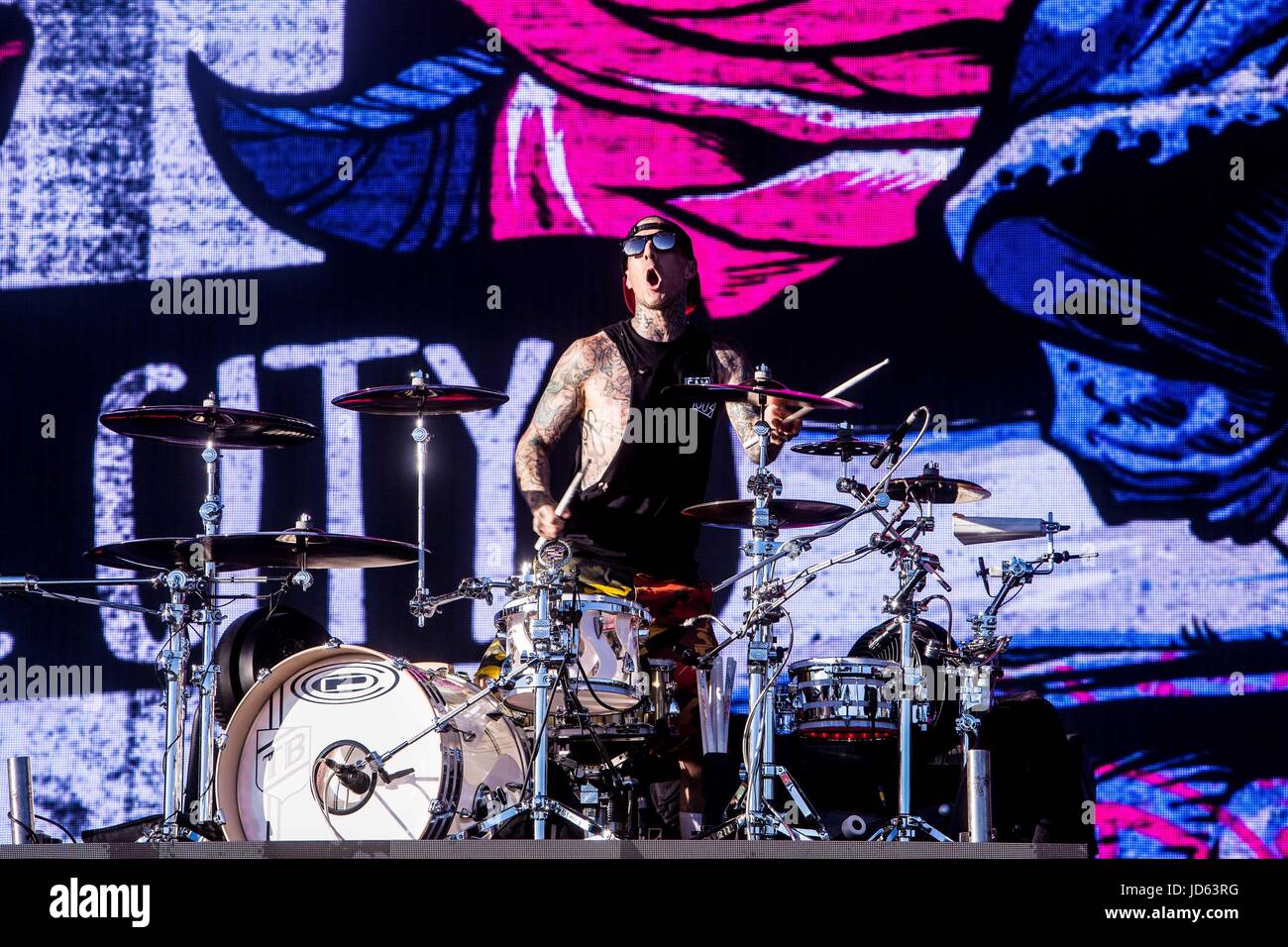 Milano, Italy. 17th June, 2017. Blink182 live at I-Days festival in Monza, Italy> Credit: Mairo Cinquetti/Pacific Press/Alamy Live News Stock Photo