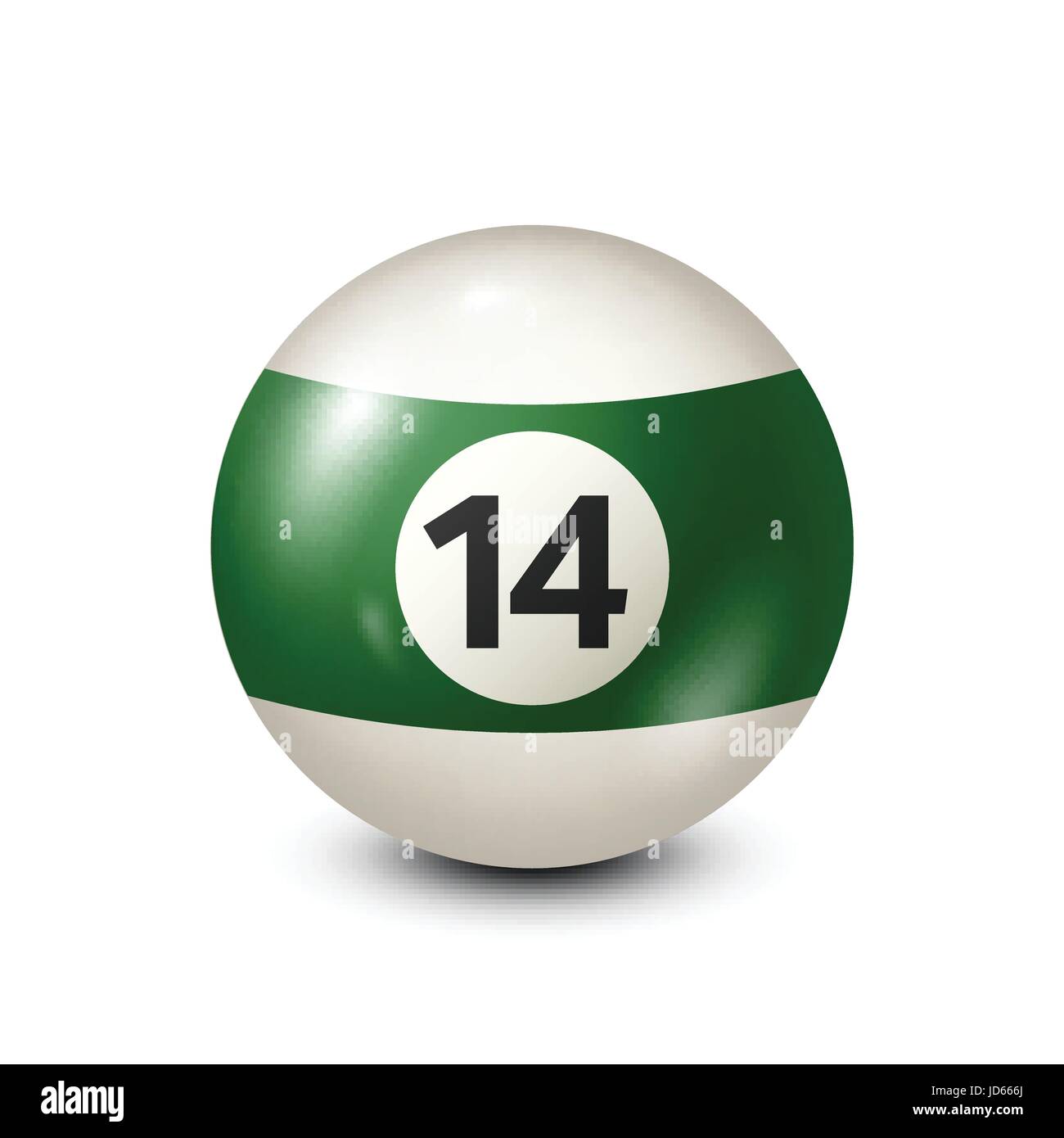 Billiard,green pool ball with number 14.Snooker. Transparent background.Vector illustration. Stock Vector