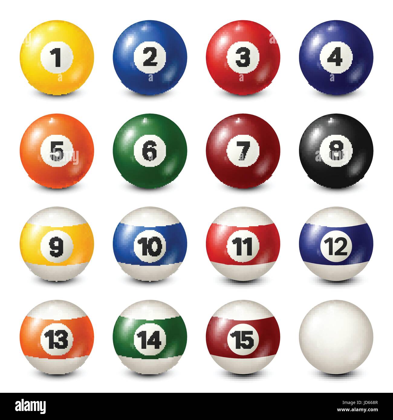 Billiard,pool balls collection. Snooker. White background. Vector illustration. Stock Vector