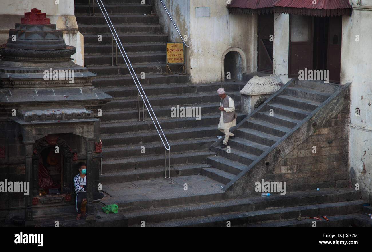Stairs at Pashupatinath temple, Kathmandu, Nepal. Stock Photo